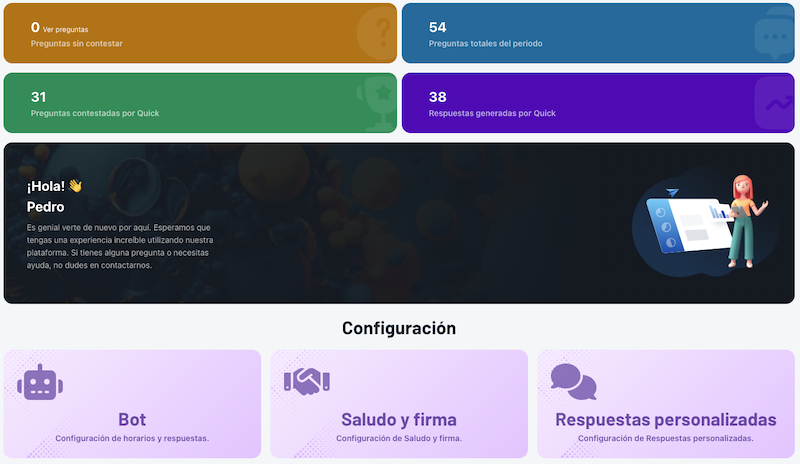 Dashboard de Quick Answer